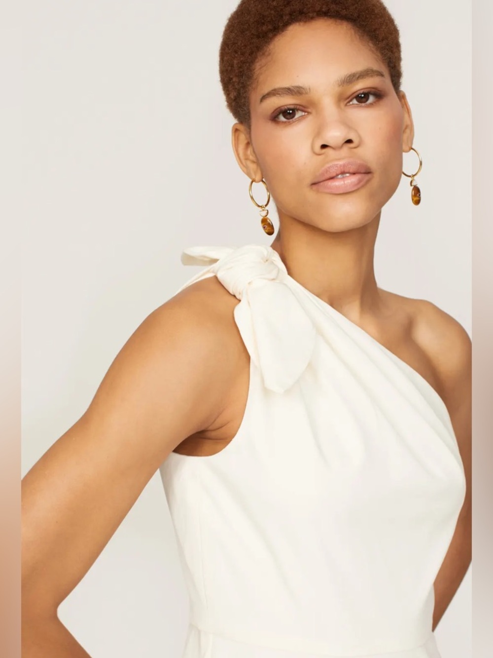Kate Spade Twill One-Shoulder Midi Dress Ivory/Cream/Off White Sabrina Dress - Picture 16 of 16
